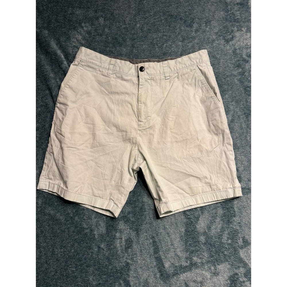 Nautica Mens Shorts 34W Chino Shorts Beige 97% Cotton, 3% Spandex Solid Zip